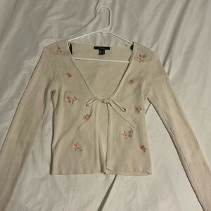 Forever 21 Long sleeve beige top with pink flowers